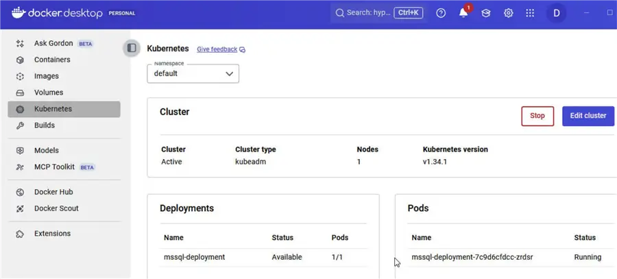Pod for SQL Server