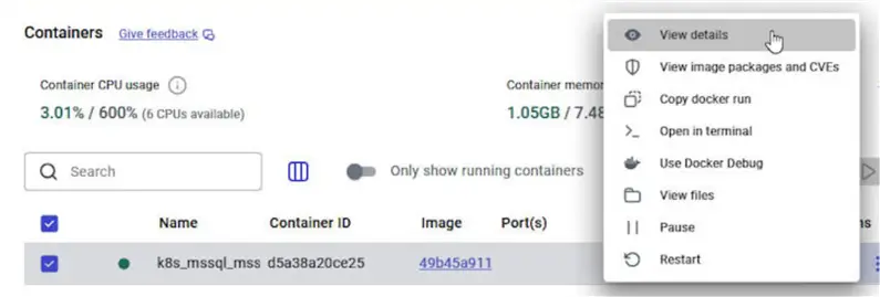 Container > View details