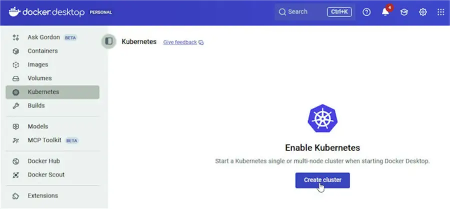 Kubernetes >Create cluster