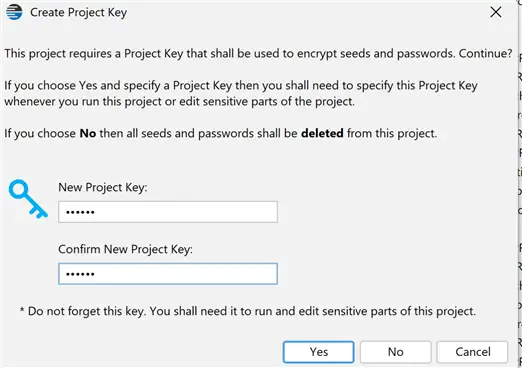 DataVeil Discovery create project key