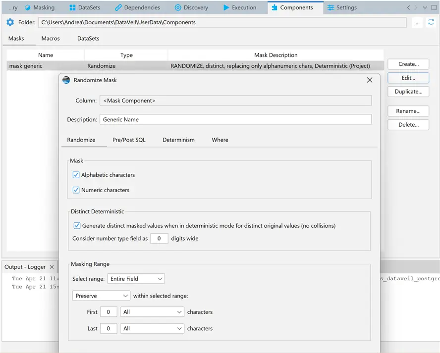 DataVeil column level masking