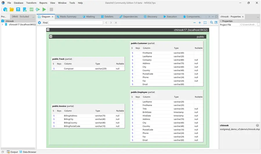 DataVeil reuse project masking settings