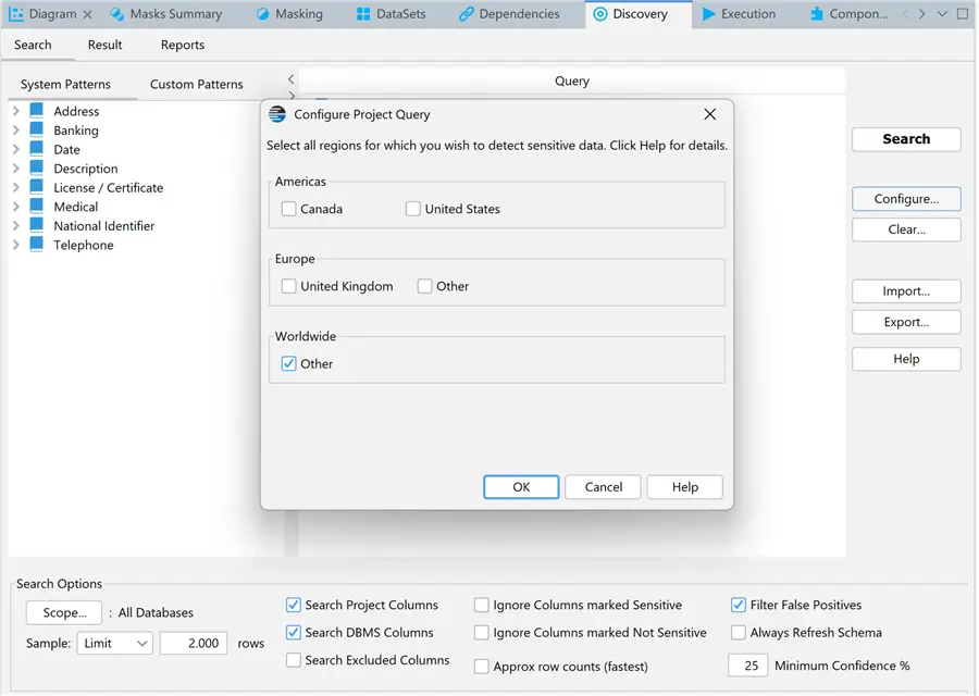 DataVeil Discovery Engine configure project query