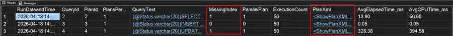 Query Store Results