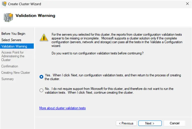 Validation Warning