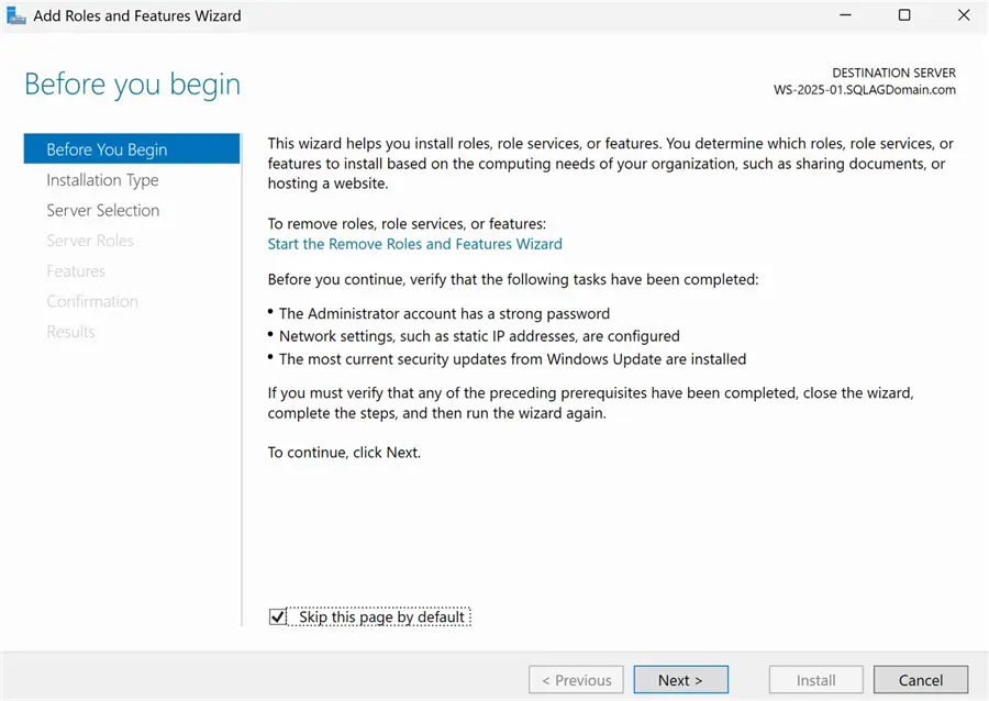 Add Roles And Features Wizard