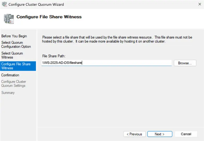 Configure File Share Witness
