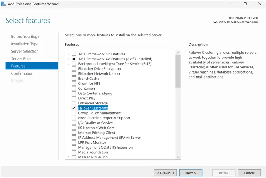 Features - Failover Clustering