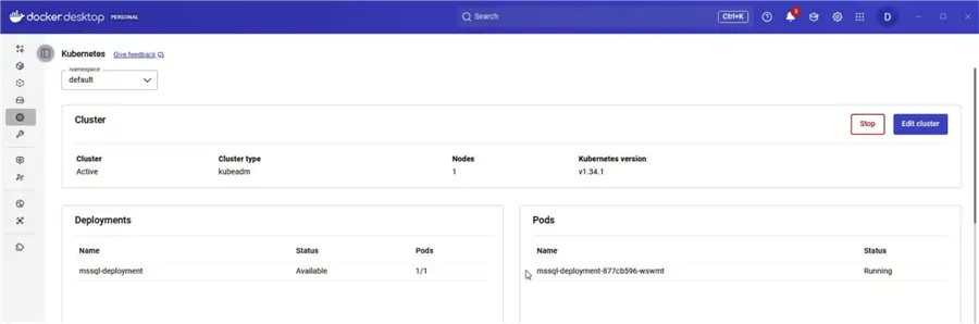 Kubernetes cluster running on Docker Desktop.