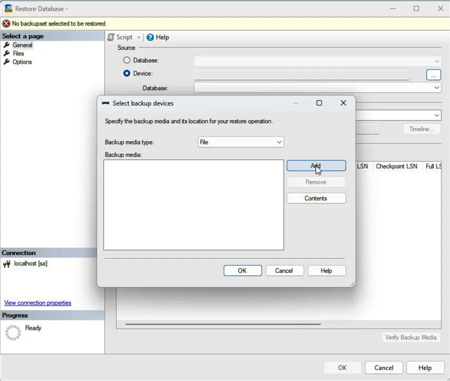 Adding backup media with Add