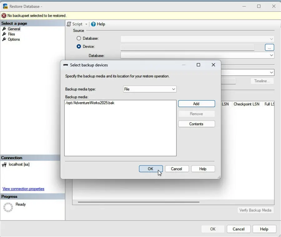Backup media added.