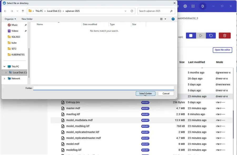 Select folder to import