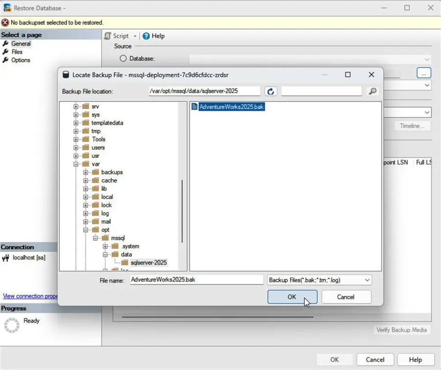 Locate Backup File