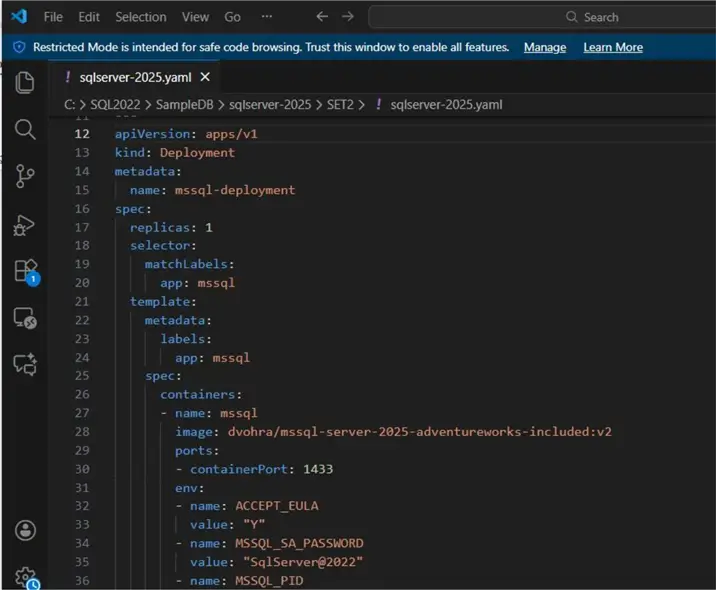 Visual Studio code can be used to edit the configuration file.