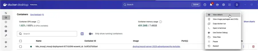 View details for container