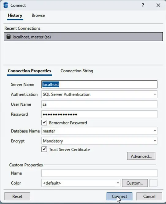 Connect dialog