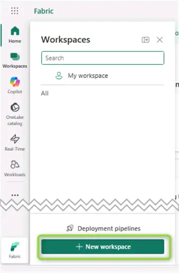 create new workspace in MS Fabric