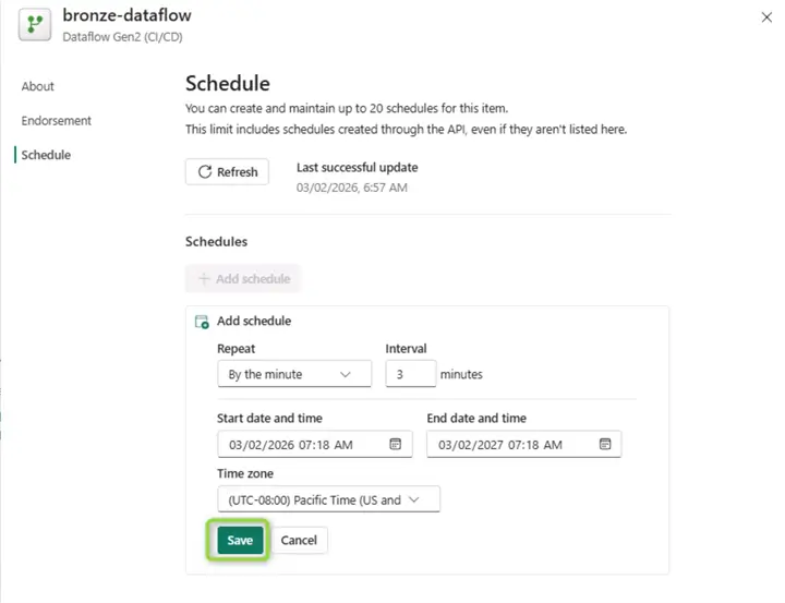 regular refresh configuration 