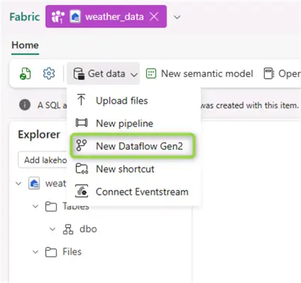 new dataflow creation