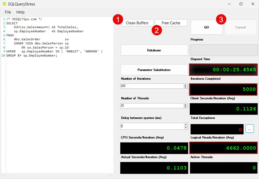 SQLQueryStress Results