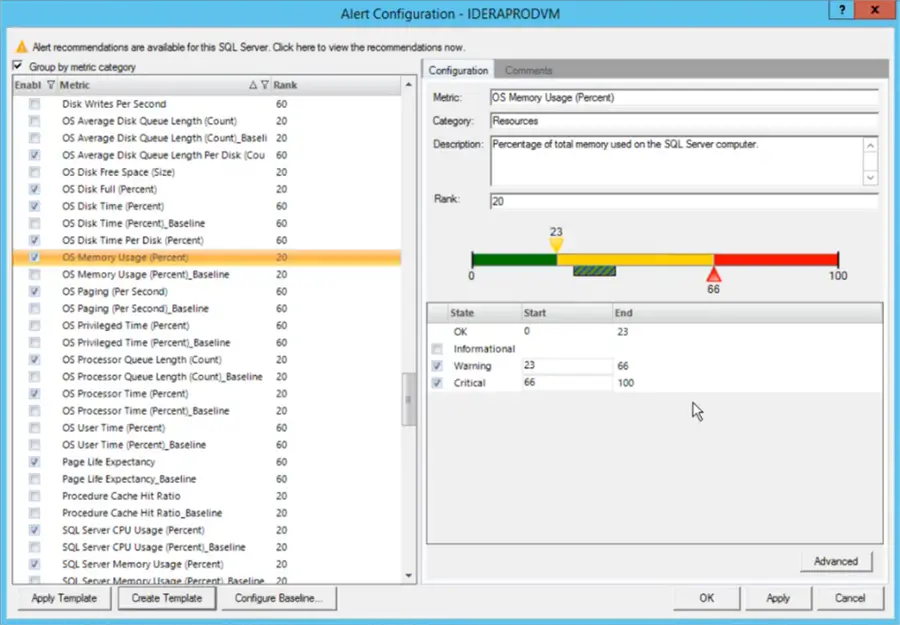 sql diagnostic manager alert configuration