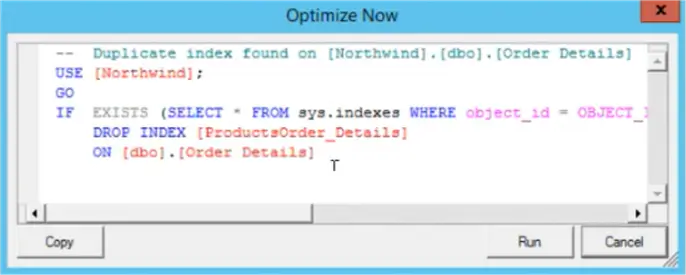 sql diagnostic manager optimize code