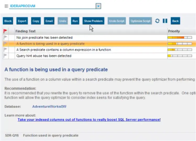 sql diagnostic manager query optimization