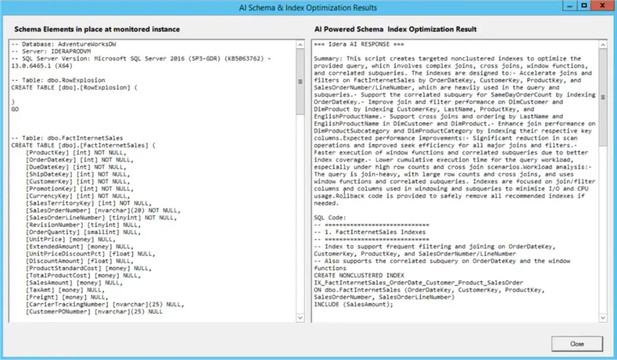sql diagnostic manager ai powered schema and index optimization