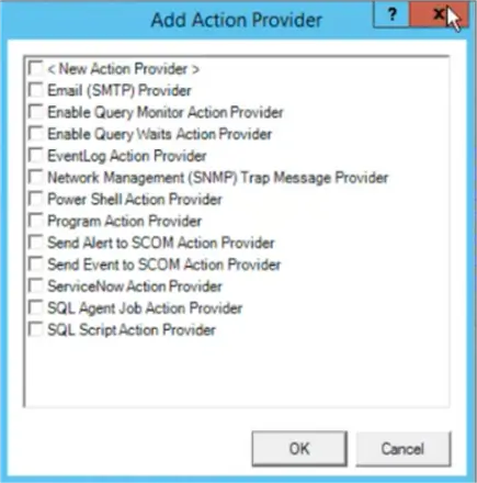 sql diagnostic manager adding an acction