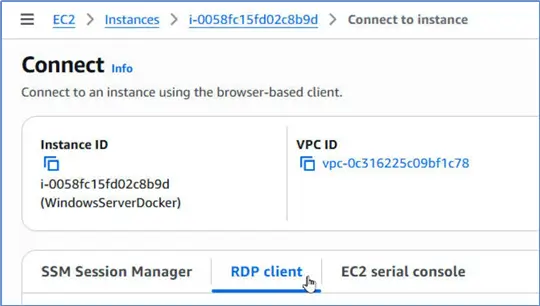 Select RDP Client tab