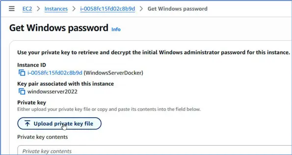 Upload private key