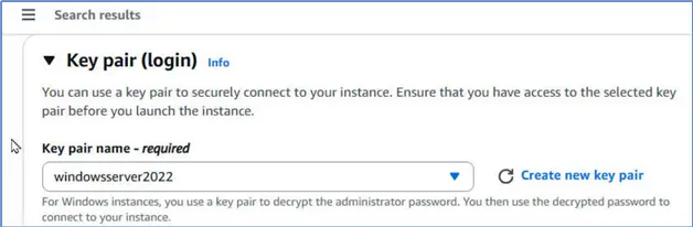 Select Key pair for login