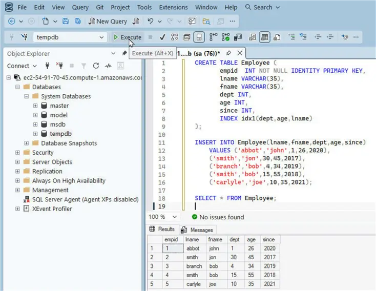 Execute script