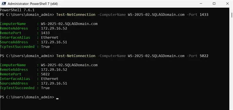 Test-NetConnection