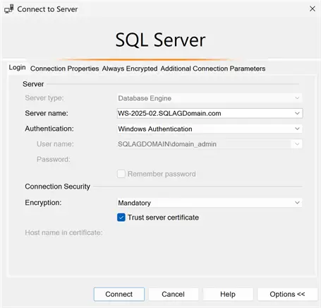 Add Replica - Connect to Server