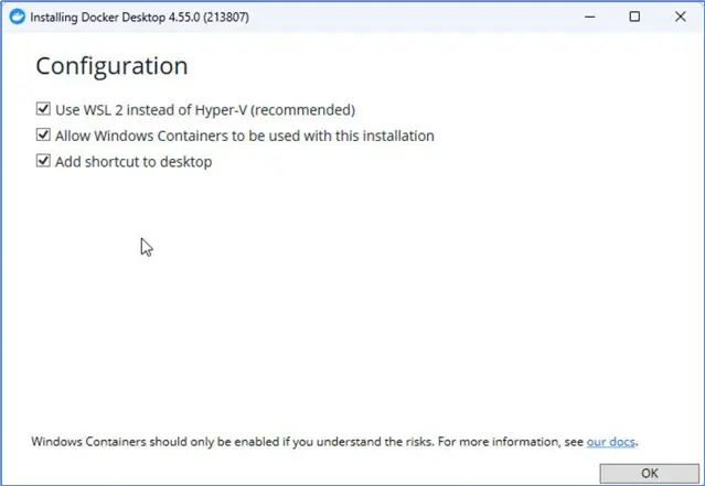 Choosing WSL2 