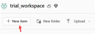 create new item in fabric workspace