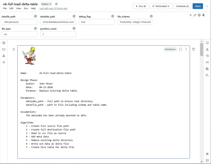 Databricks Dataframes - full load patten.