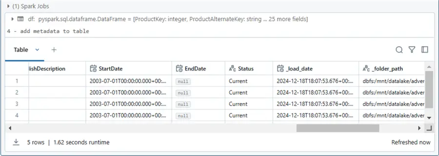 Databricks Dataframes - use metadata to make decisions.