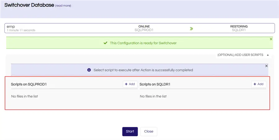 dbvisit standymp switchover database interface