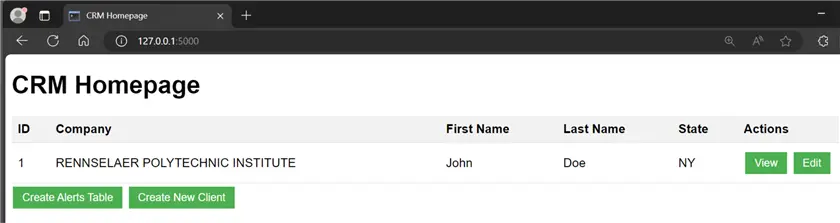 new client viewed from the CRM app
