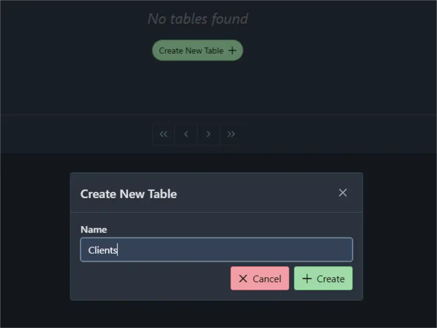 create new table 