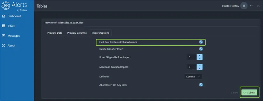 import options