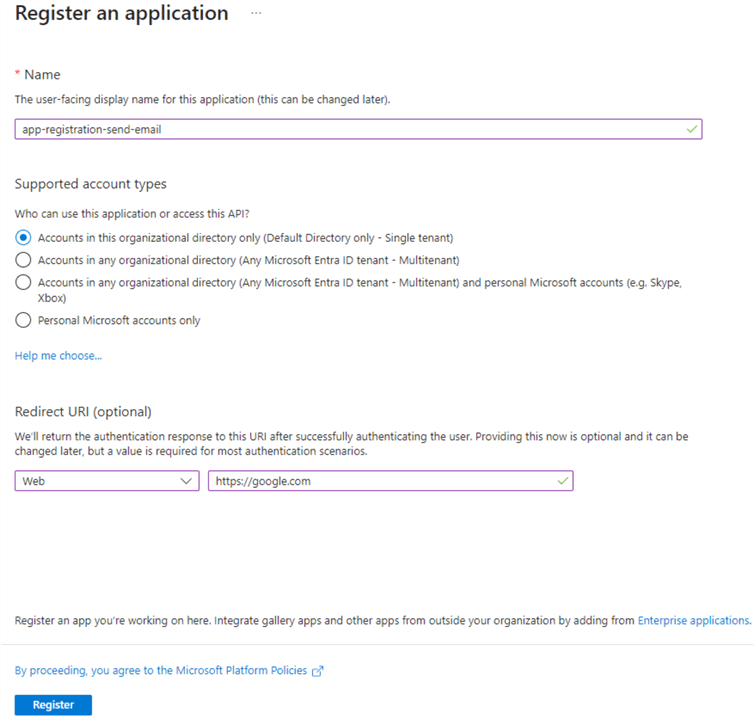 register an application