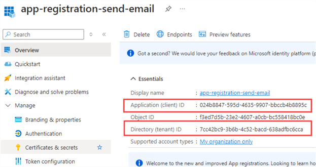 app id and tenant id