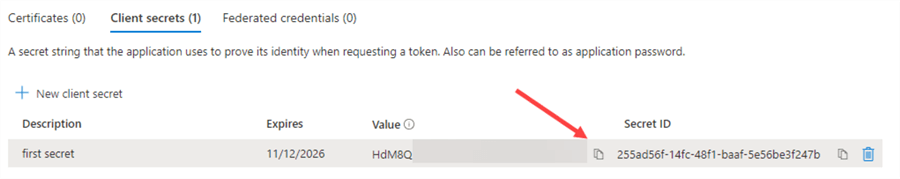 copy value of secret