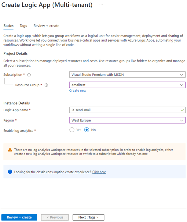 configure logic app