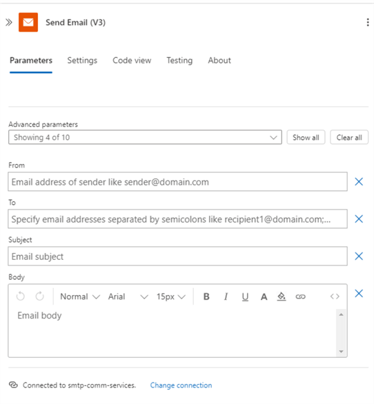 edit smtp action