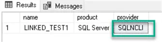 Query results - linked server provider