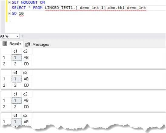 Linked server query results